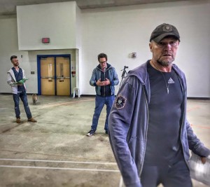 "Michael Rooker doesn't like being shot during rehearsals (with Sean Gunn). #GotGVol2 — with Von Spears and Michael Rooker." Credit: James Gunn on Facebook